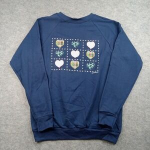 Vtg Murina Sweatshirt Womens XL Navy Crewneck Raglan Made USA Fleece Heart Logo
